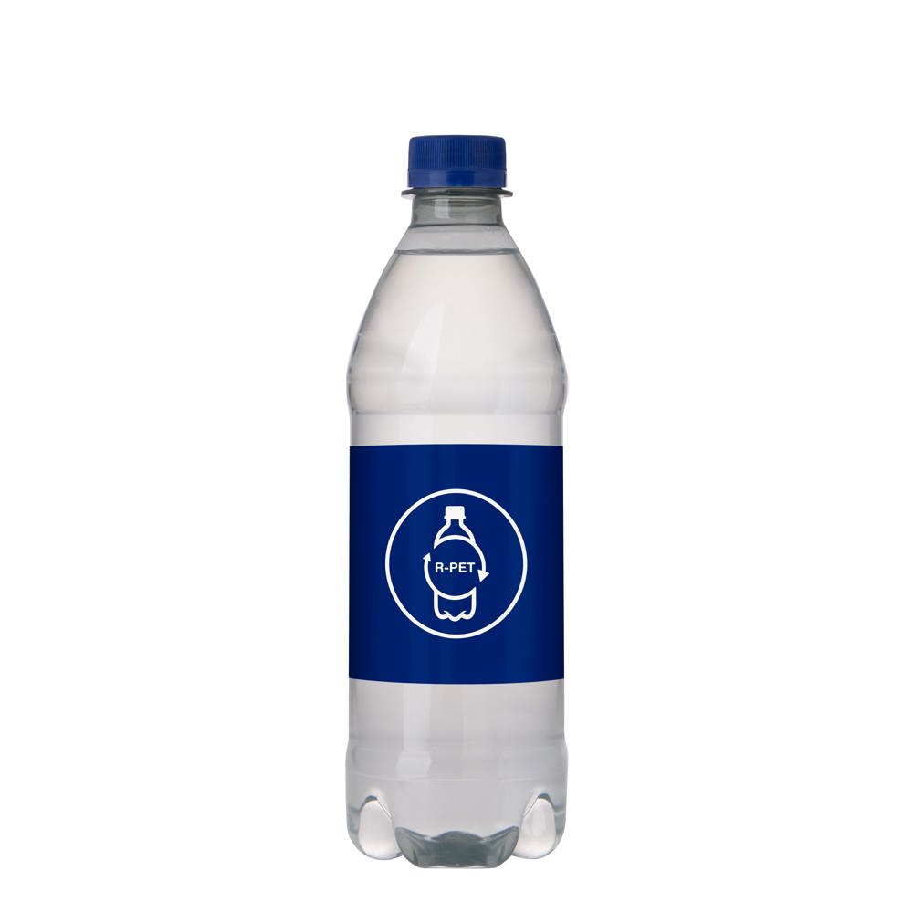 Bronwater 500 ml met draaidop - voor bedrijven en relatiegeschenken - transparant/blauw