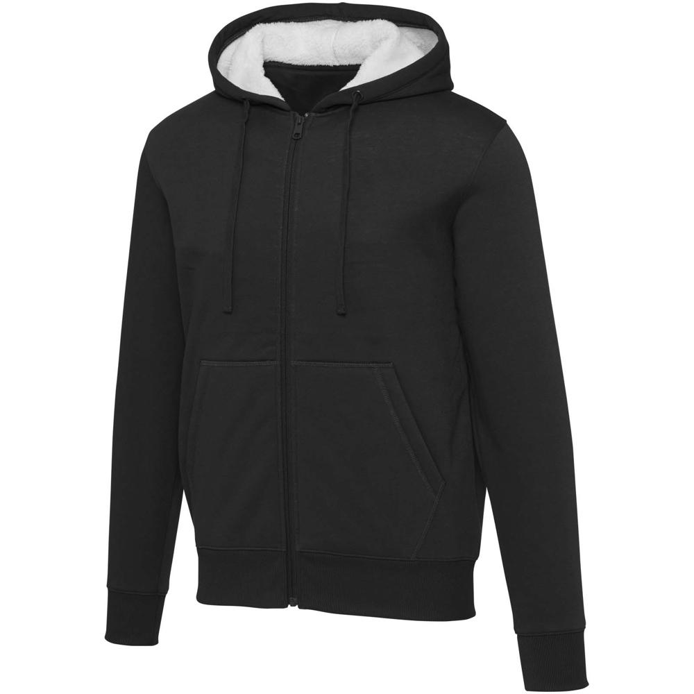 Natron sherpahoodie met volledige rits - bedrukt of onbedrukt verkrijgbaar - zwart