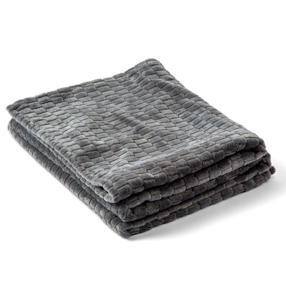Kosta Linnewafveri Fleece deken Jaquard 130x170 cm - kopen of bedrukken - Donker Grijs