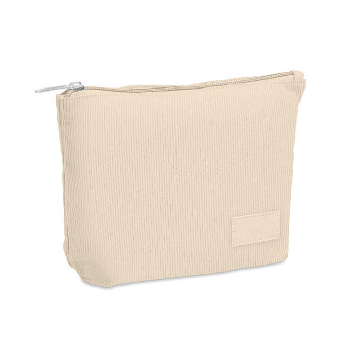 CORDY T - Corduroy cosmeticatasje - bedrukt of onbedrukt verkrijgbaar - Beige