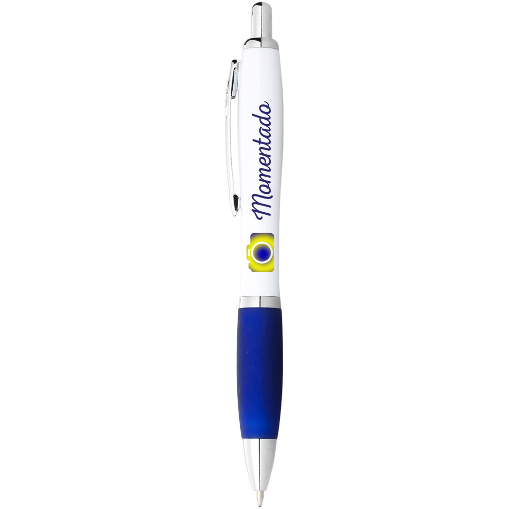 Nash balpen met witte houder en gekleurde grip (blauwe inkt)