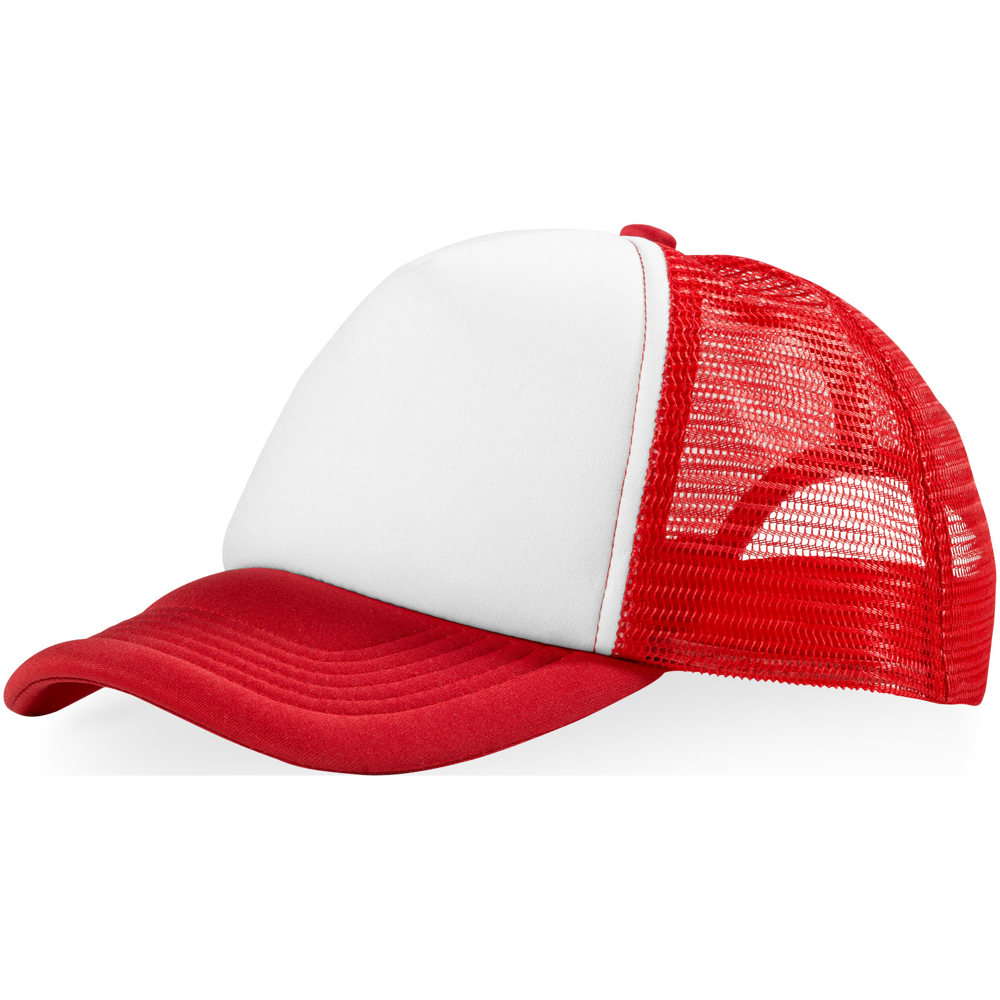 Trucker 5 panel cap - bedrukt of onbedrukt verkrijgbaar - Rood, Wit