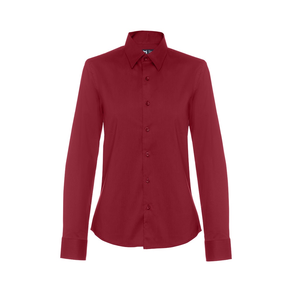 THC PARIS WOMEN. Popeline overhemd met lange mouwen voor dames - kopen of bedrukken - Bordeaux rood