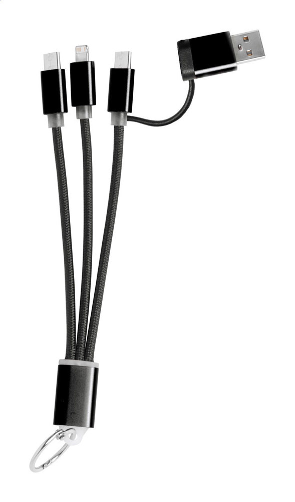 Rashort - sleutelhanger met USB-oplaadkabel - bedrukt of onbedrukt verkrijgbaar