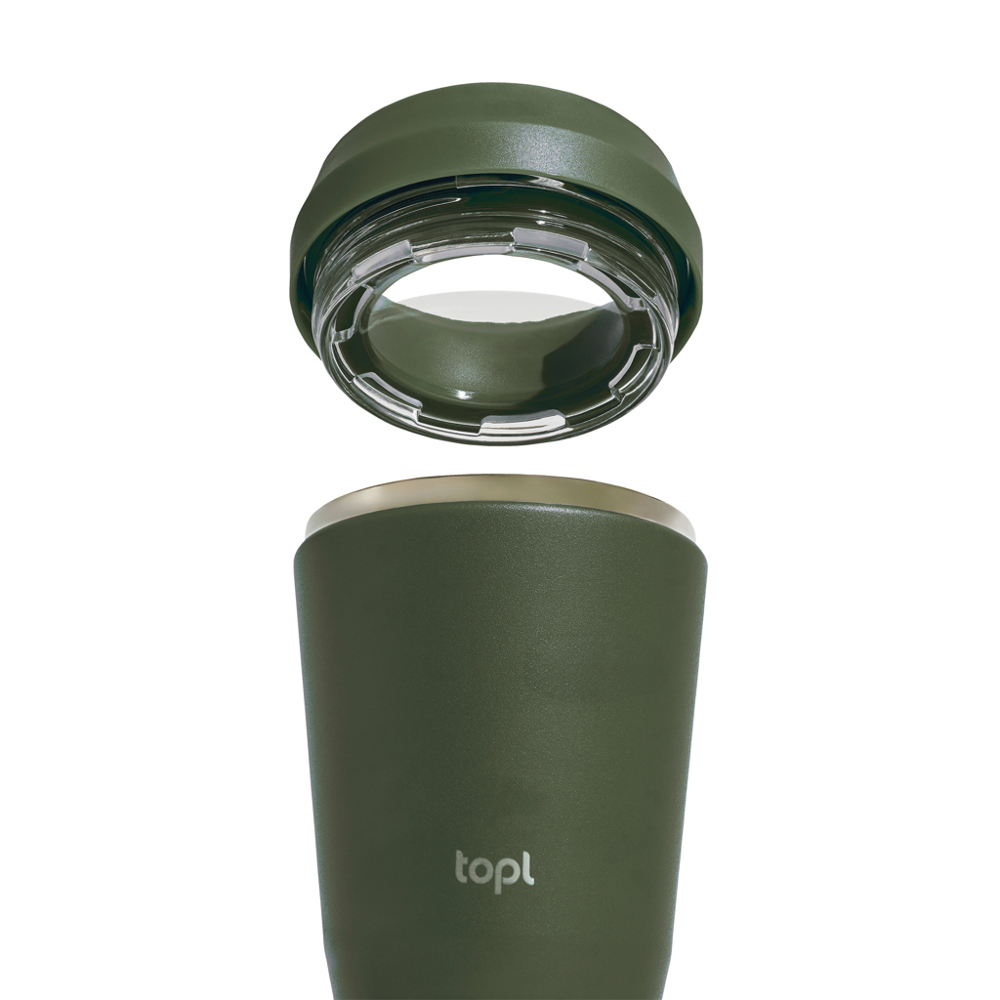 Topl Recycled Staal To Go beker gepatenteerd 360 Lid 235ml