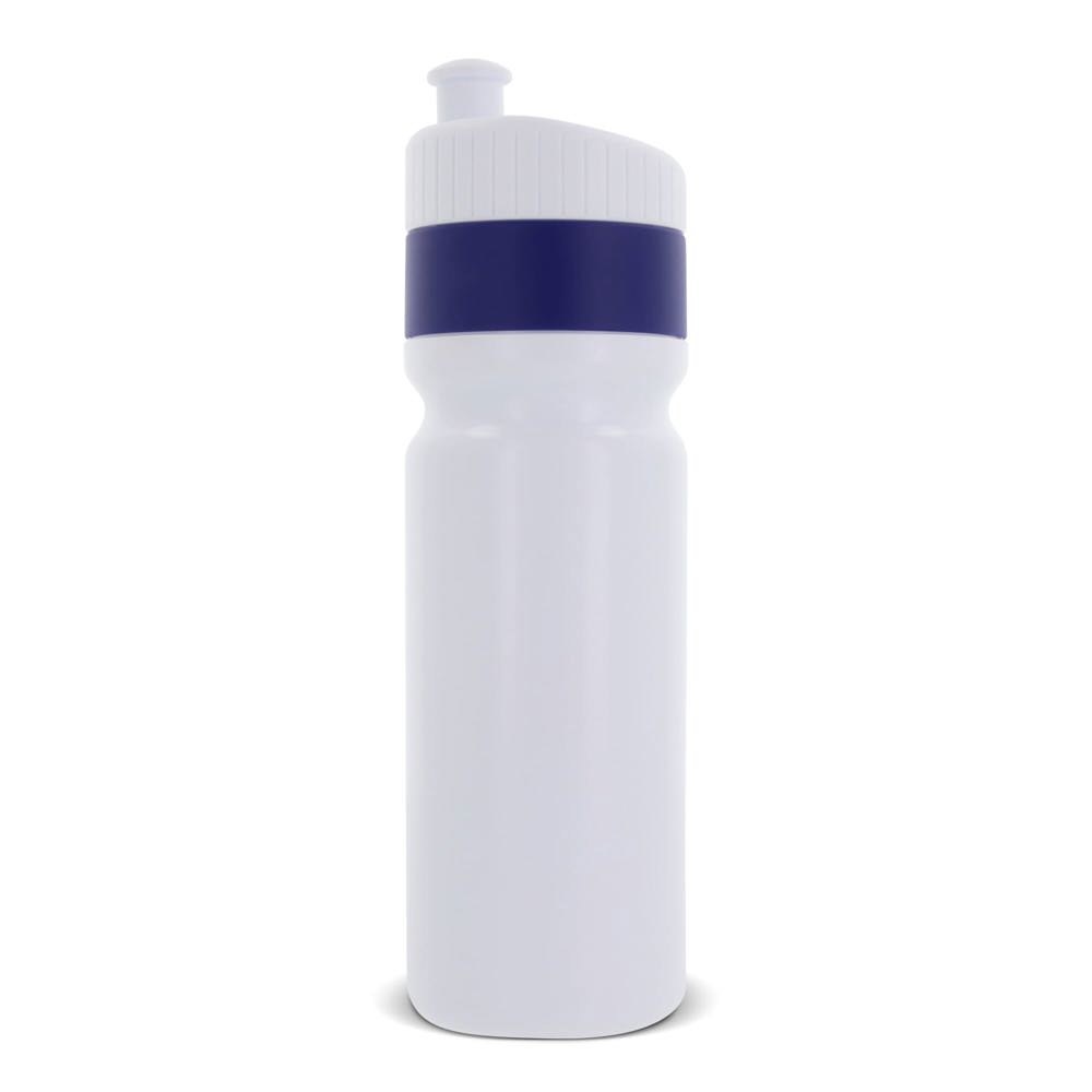Sport bidon met rand 750ml - voor bedrijven en relatiegeschenken - Wit / Donkerblauw