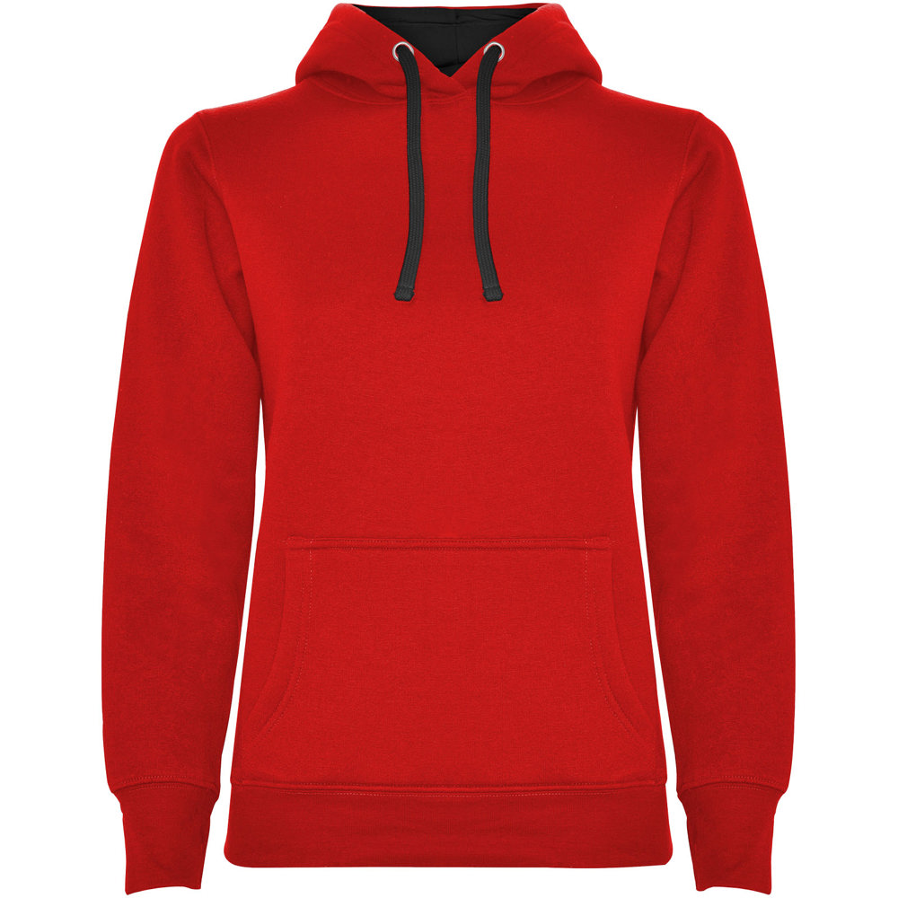 Urban hoodie voor dames - met logo of onbedrukt bestellen - Rood, Zwart