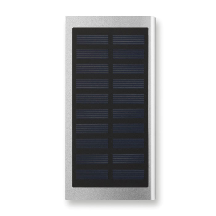 SOLAR POWERFLAT - PowerBank 8000 mAh - met logo of onbedrukt bestellen - Mat Zilver