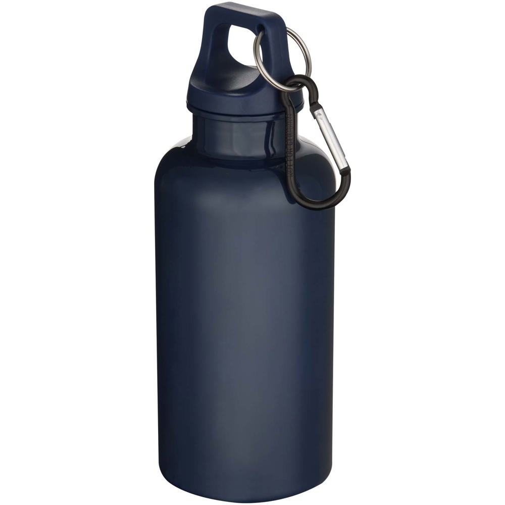 Oregon 400 ml effen waterfles van RCS gecertificeerd gerecycled plastic met karabijnhaak - voor bedrijven en - Marineblauw