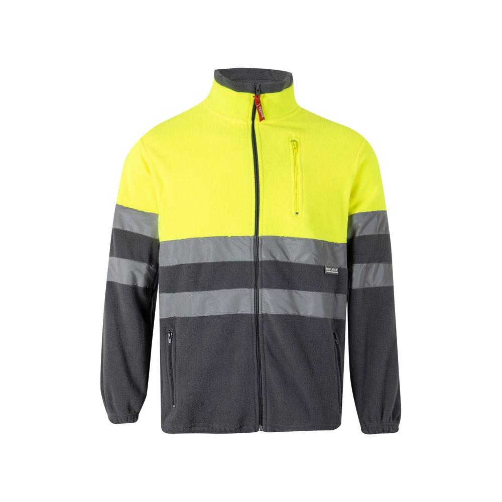 VL EROS. Tweekleurig fleecejack (280g/m²) van polyester (100%) - bedrukt of onbedrukt verkrijgbaar - Grijs, Geel