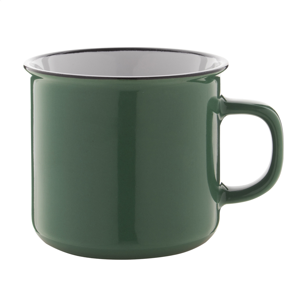 Woodstock - vintage mok - voor bedrijven en relatiegeschenken - donker groen/wit