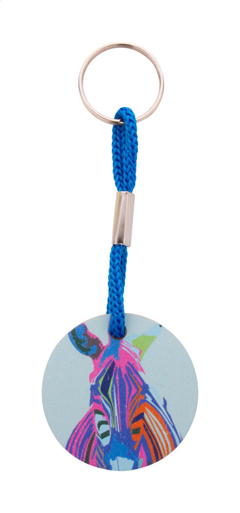 Woody Plus A - custom made sleutelhanger - met logo of onbedrukt bestellen - blauw/natuurlijk