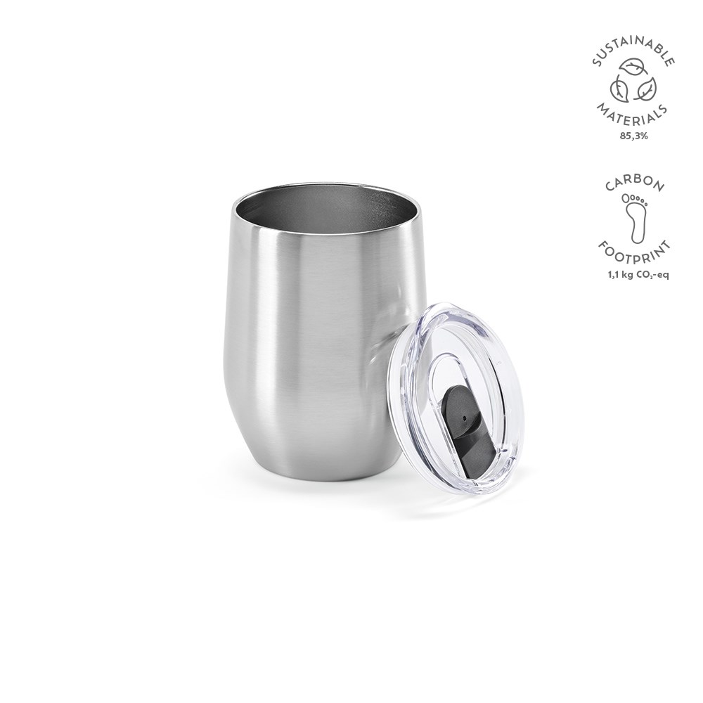 Tigris reisbeker gerecycled roestvrij staal 380 ml - voor bedrijven en relatiegeschenken - Zilver