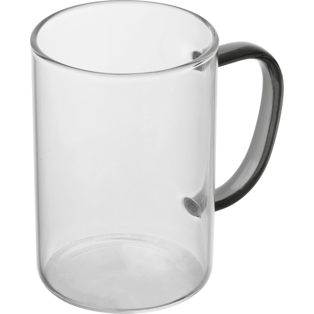 Theeglas met gekleurd oortje - kopen of bedrukken - Zwart