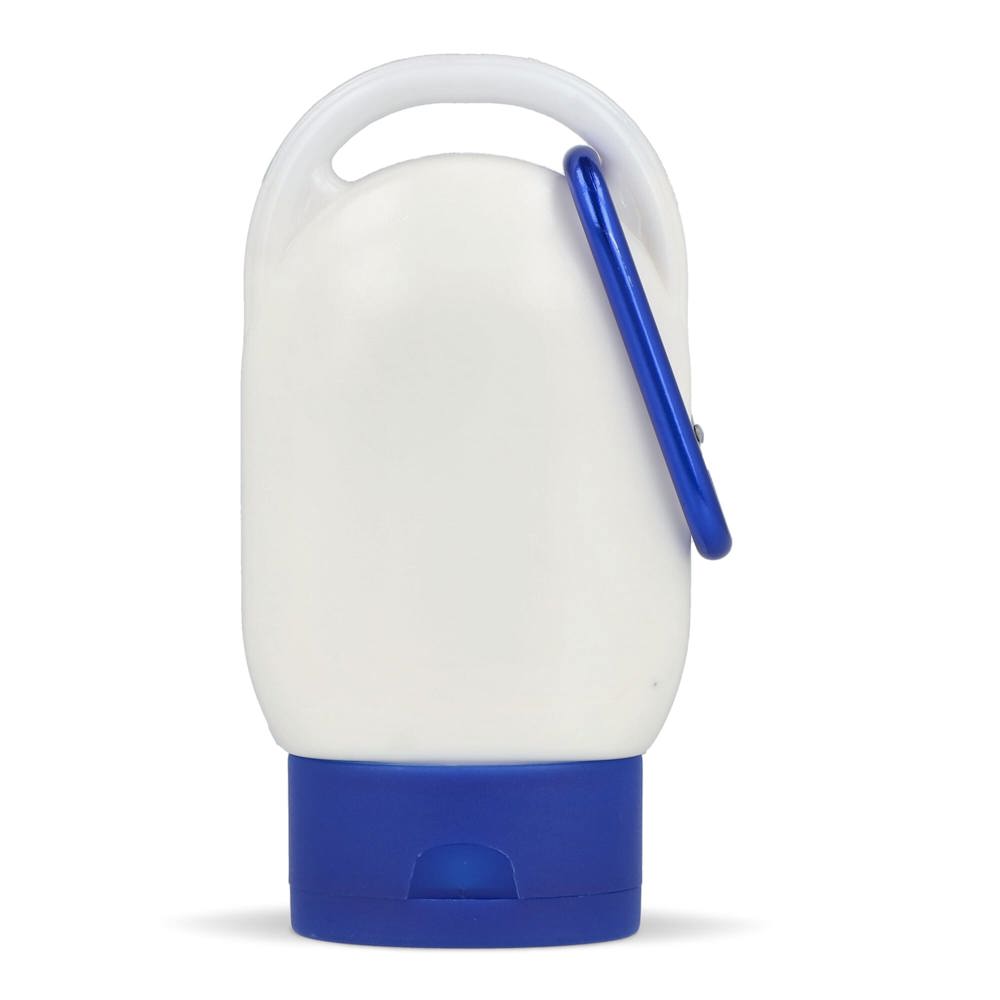 Zonnebrandlotion met Karabijnhaak SPF30 Gerecycled Materiaal - met logo of onbedrukt bestellen - blauw