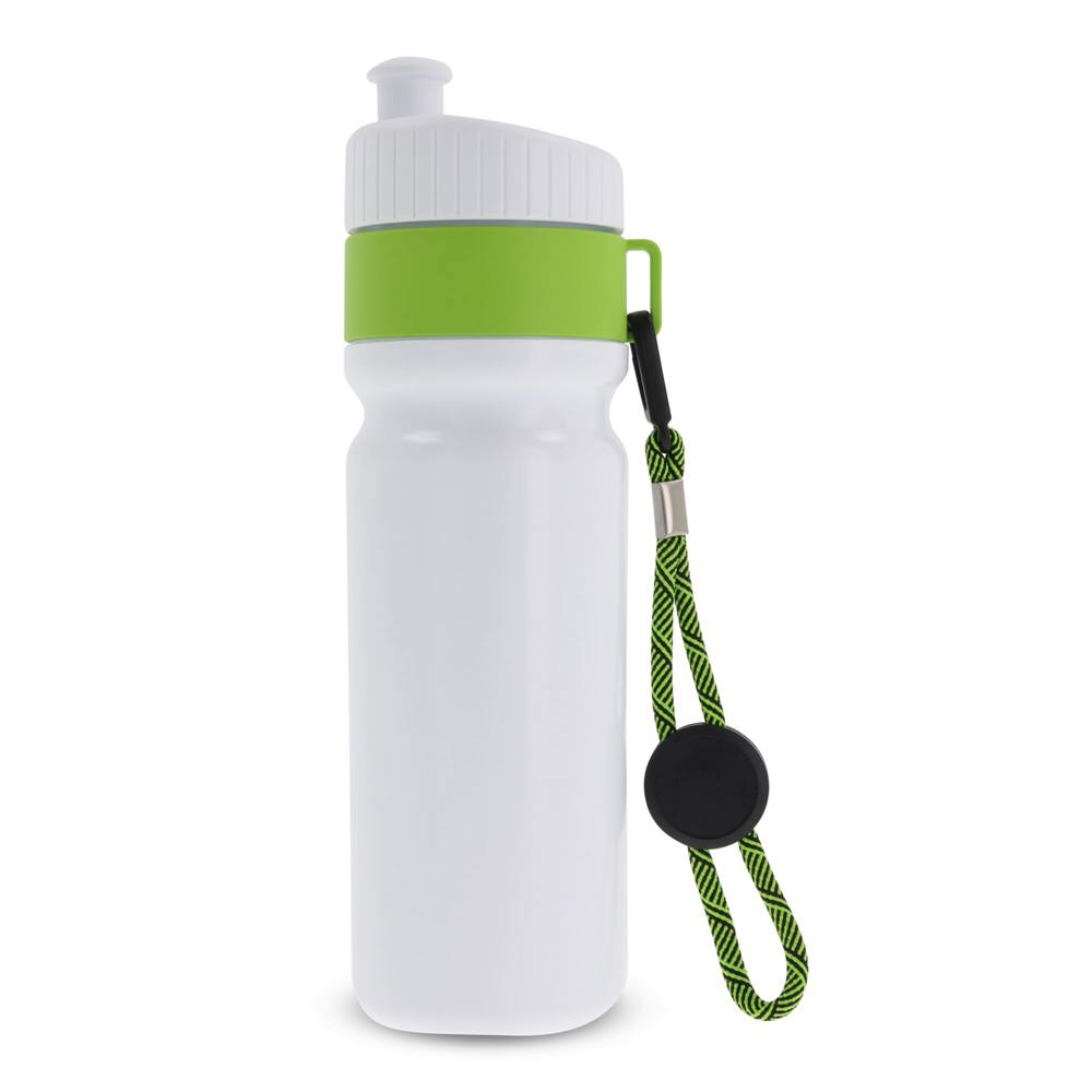 Sportbidon met rand en koord 750ml - met logo of onbedrukt bestellen - Wit / Lichtgroen