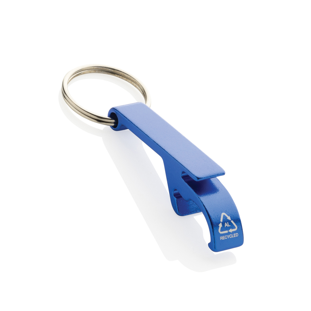 RCS fles- en blikopener van gerecycled aluminium - met logo of onbedrukt bestellen - blauw (± PMS 2736C)