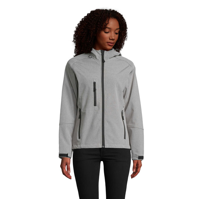 REPLAY WOMEN - REPLAY DAMES HOOD SOFTSHELL - kopen of bedrukken - Grijs Gemeleerd