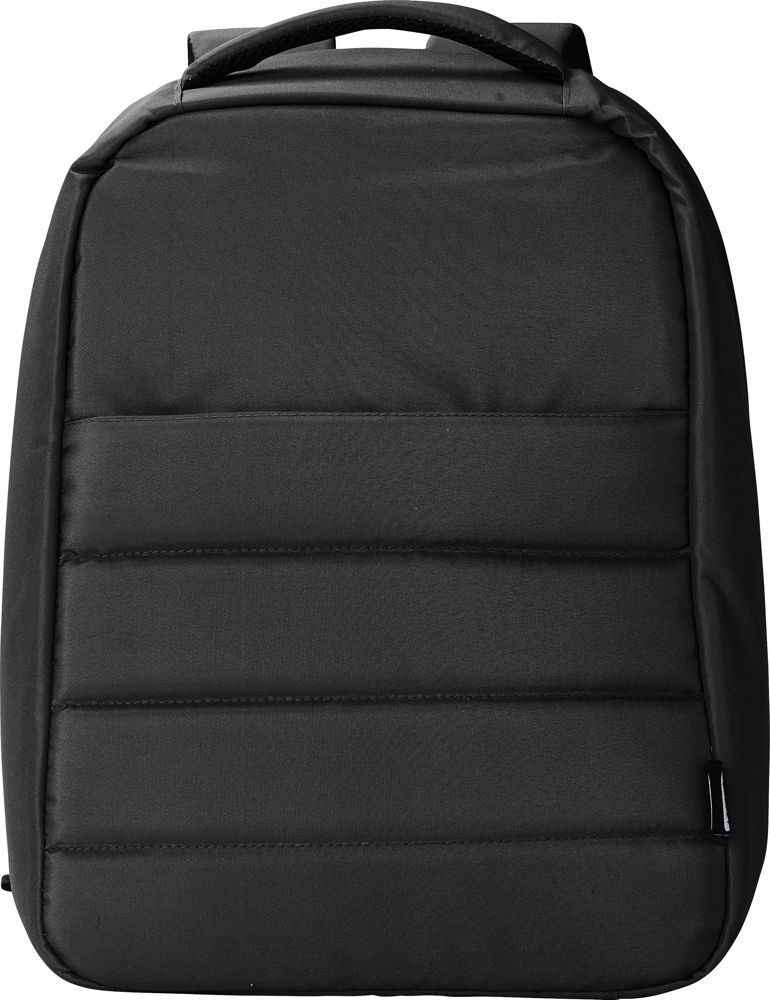rPET polyester (300D) laptoprugzak Calliope - voor bedrijven en relatiegeschenken - Zwart