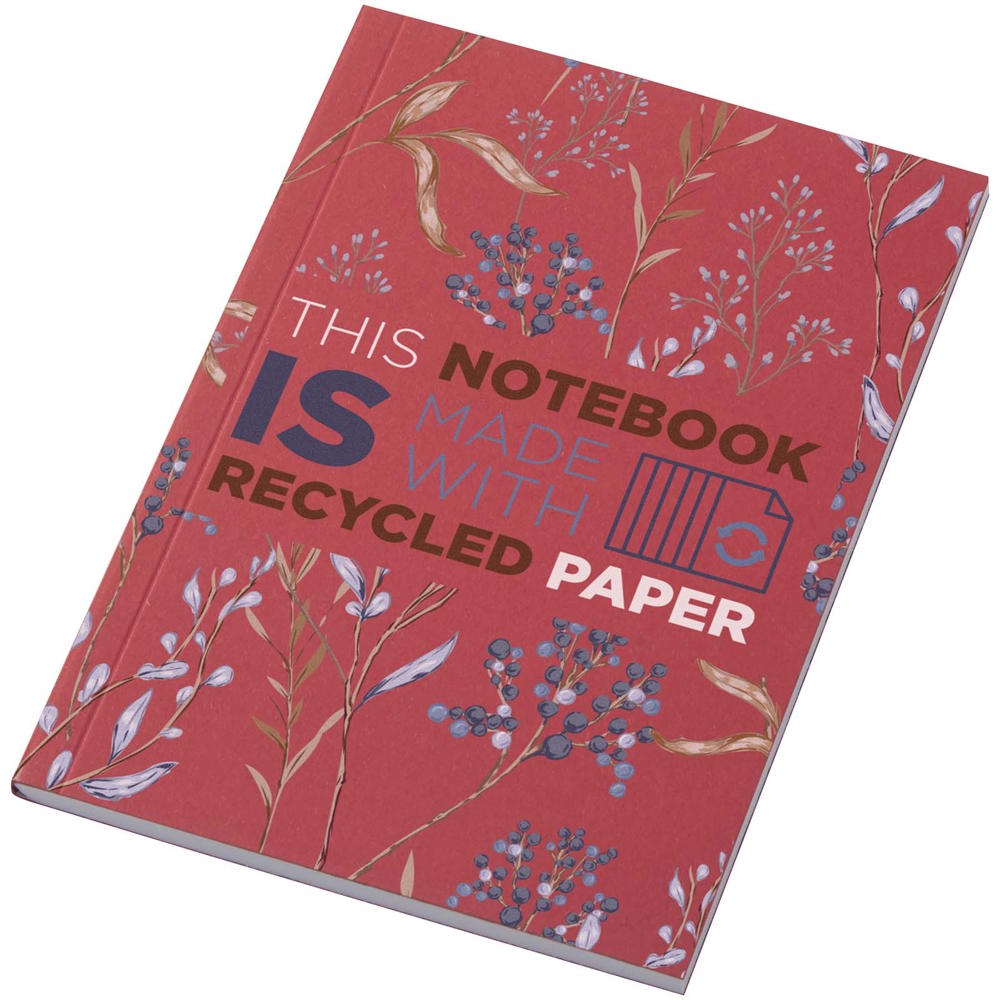 Novella Austen A6 gerecycled notitieboek met zachte cover, 50 vellen - bedrukt of onbedrukt verkrijgbaar - Rood