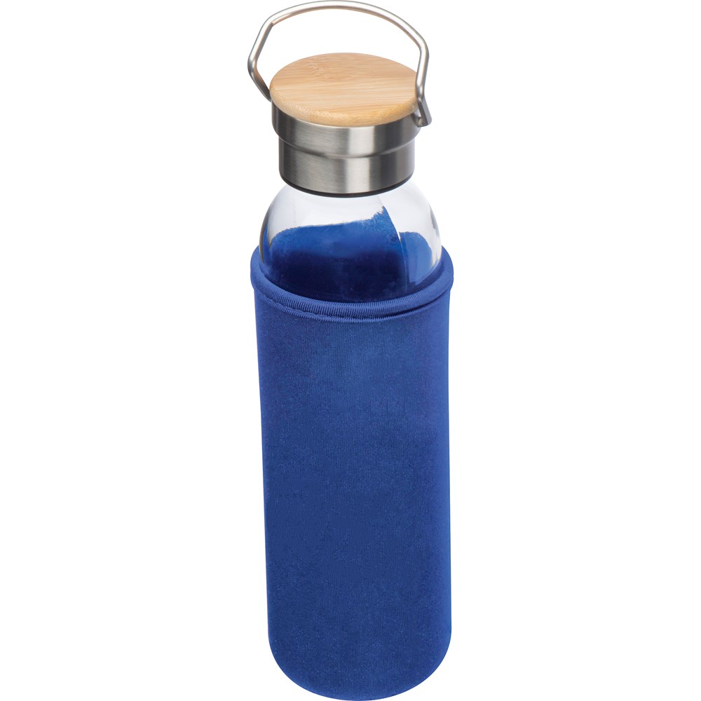 Drinkfles van glas met ommanteling