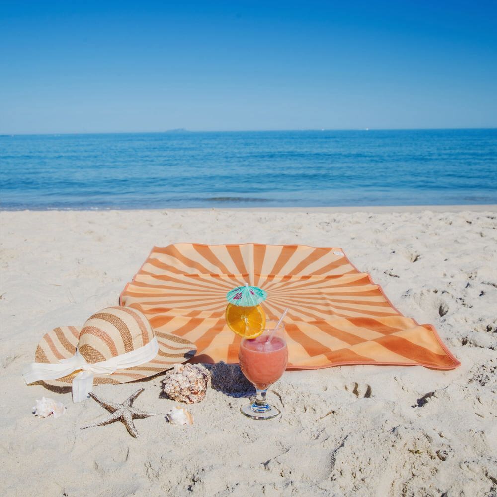 R-PET sneldrogende strandlaken 100x180cm met opbergzak (200g/m²) sublimatie