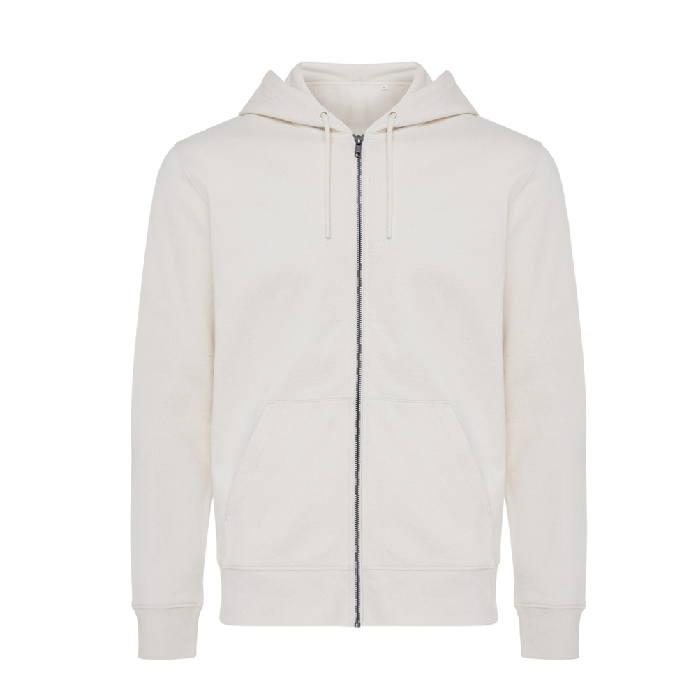 IQONIQ Abisko gerecycled katoen hoodie met rits - met logo of onbedrukt bestellen - natural raw (± PMS natural raw undyed)