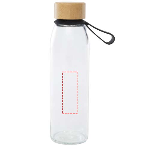 Porto 500 ml glazen waterfles met siliconen handgreep en bamboe deksel 