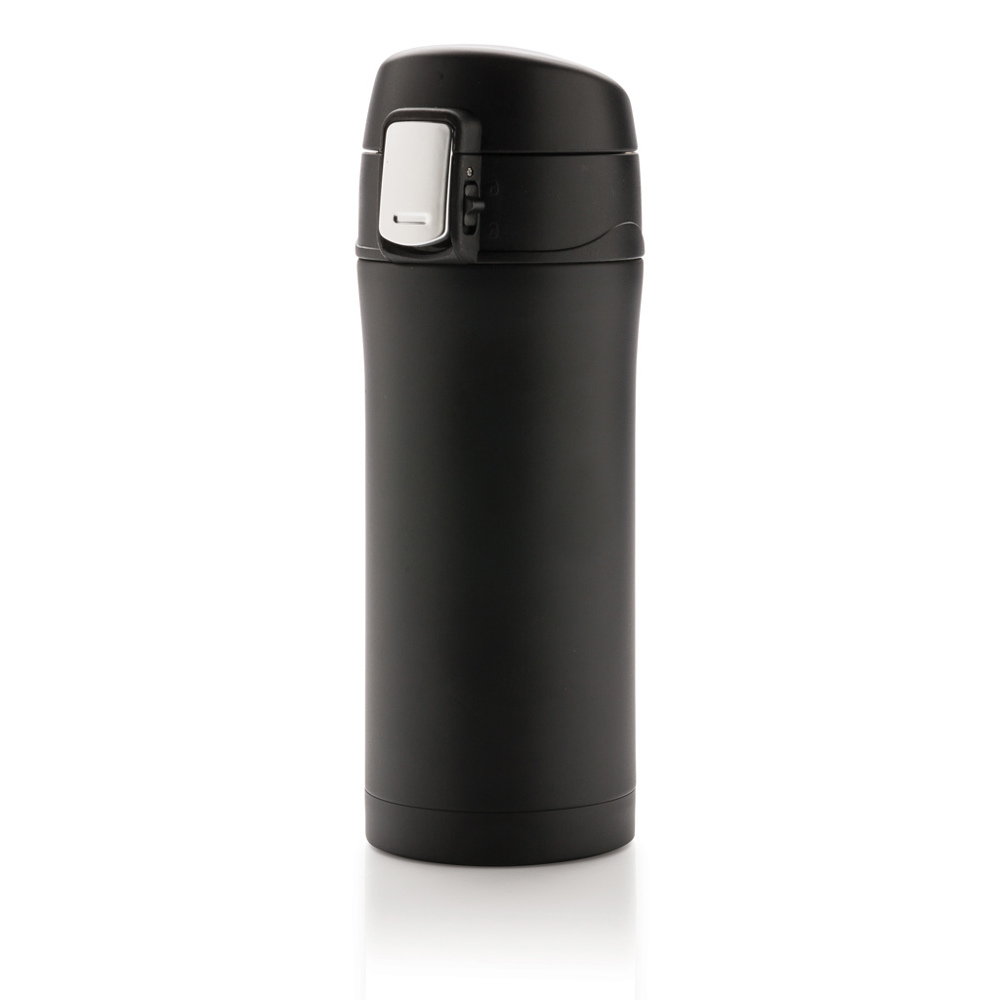 RCS gerecycled roestvrijstalen easy lock lekvrije vacuüm mok - met logo of onbedrukt bestellen - zwart (± PMS Black)