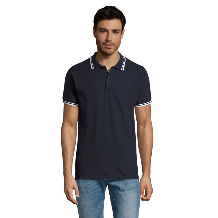 PASADENA MEN - PASADENA HEREN POLO 200 - met logo of onbedrukt bestellen - Franse Marine/wit