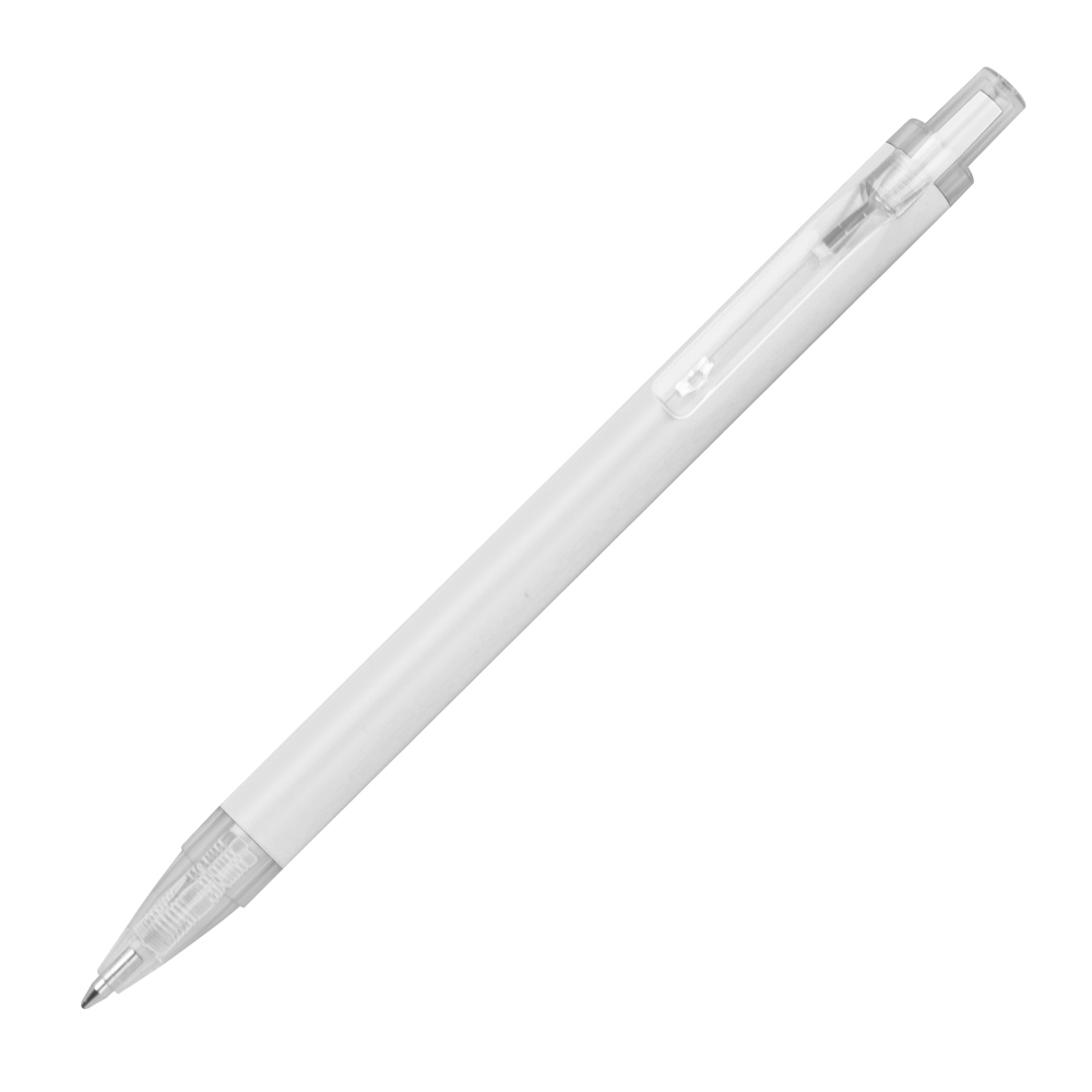 Balpen met transparante clip - Wit