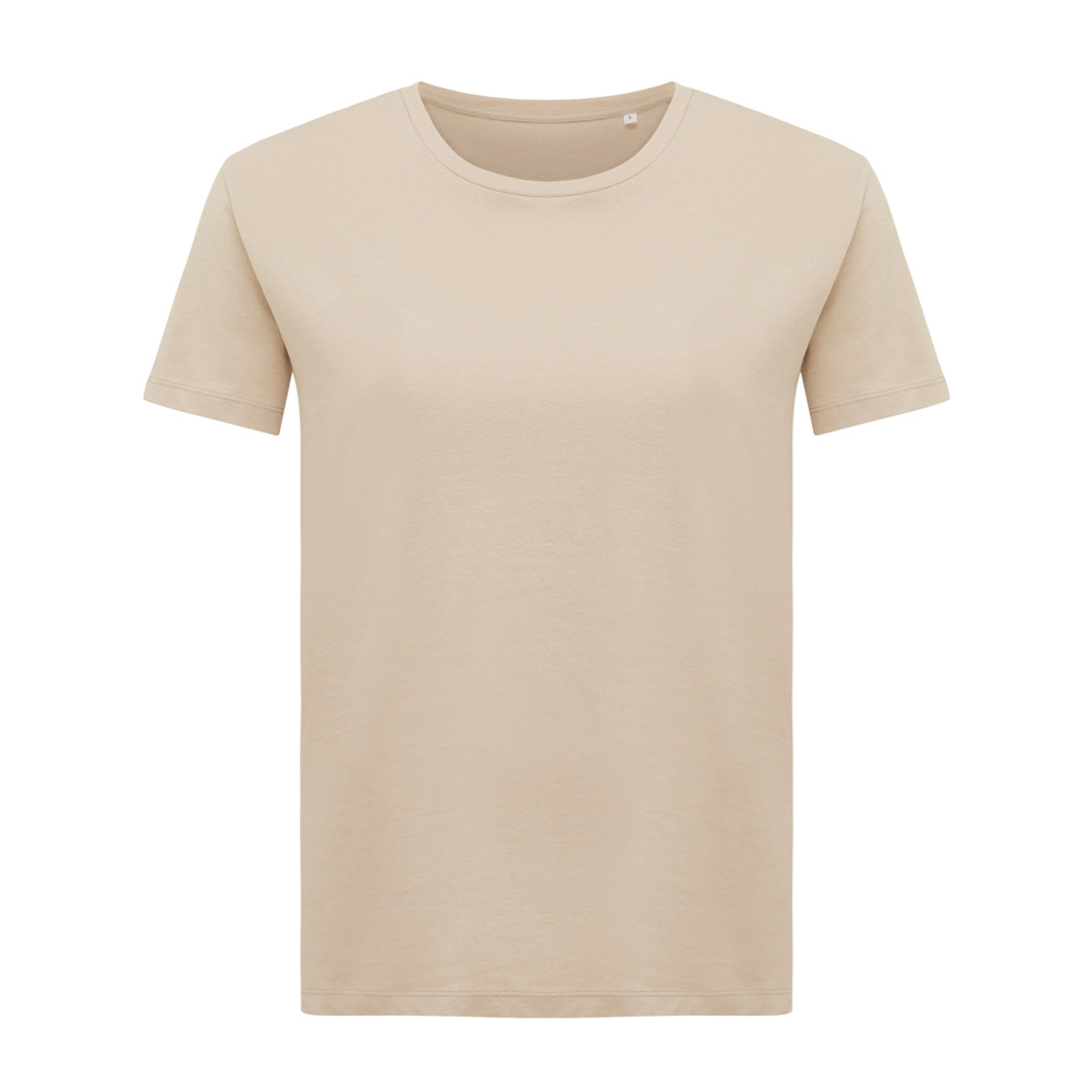 IQONIQ Yala dames lichtgewicht gerecycled katoen t-shirt - bedrukt of onbedrukt verkrijgbaar - desert (± PMS 14-0708 TCX)