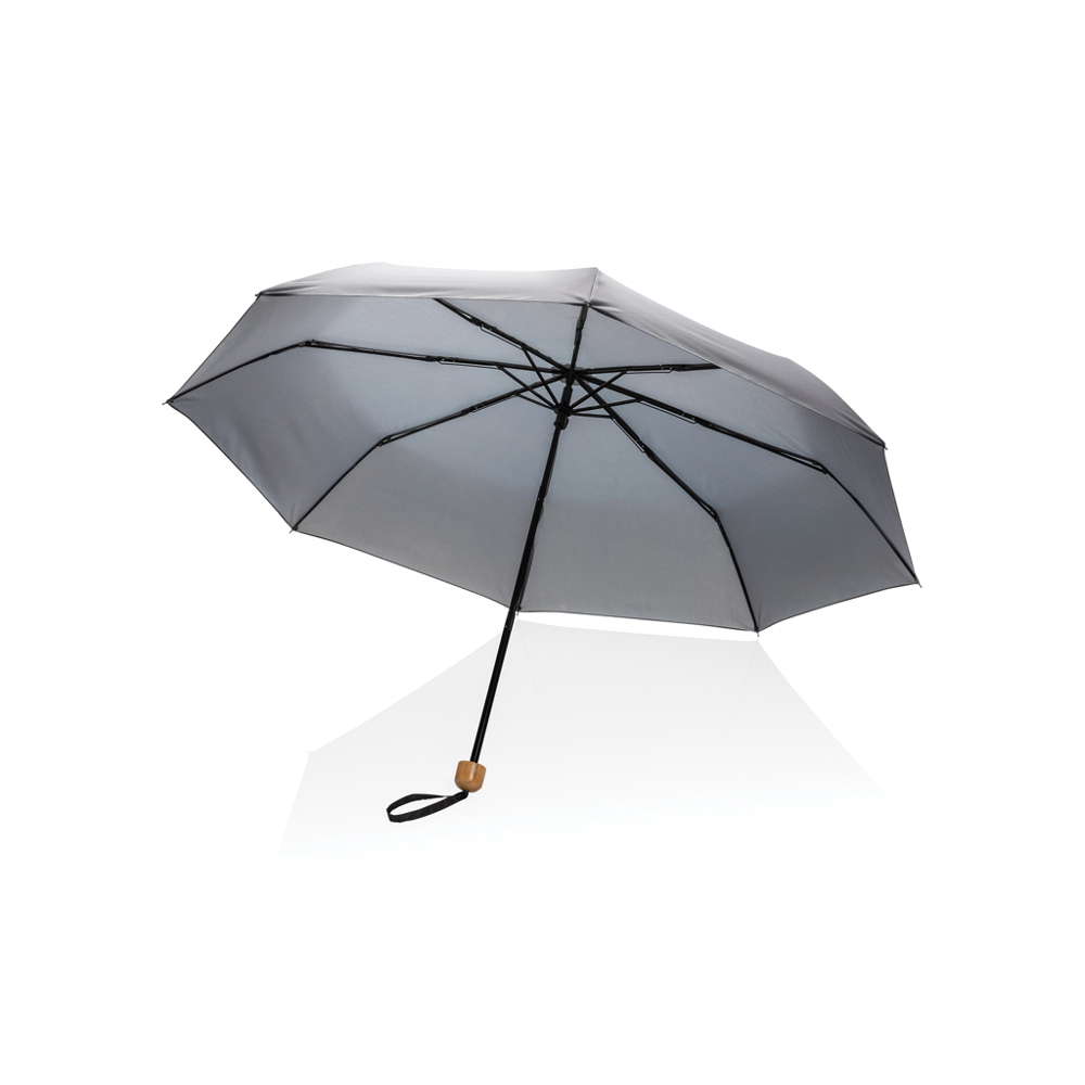 20.5" Impact AWARE™ RPET 190T pongee bamboe miniparaplu - bedrukt of onbedrukt verkrijgbaar - antraciet (± PMS Cool Grey 11)