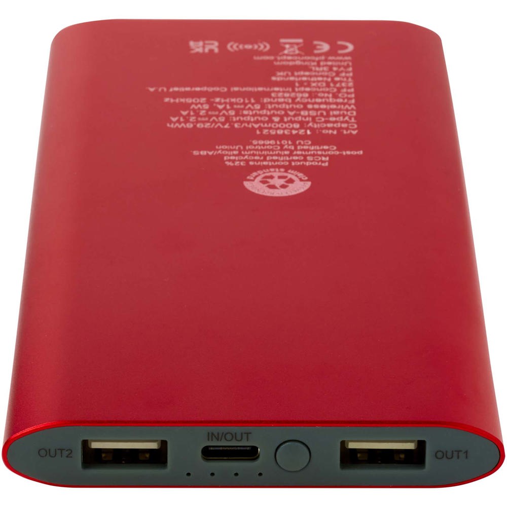 Juice type-C draadloze powerbank van 8000 mAh van gerecycled aluminium