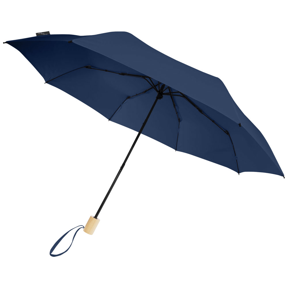 Birgit 21'' opvouwbare windproof gerecyclede PET-paraplu - bedrukt of onbedrukt verkrijgbaar - Marineblauw