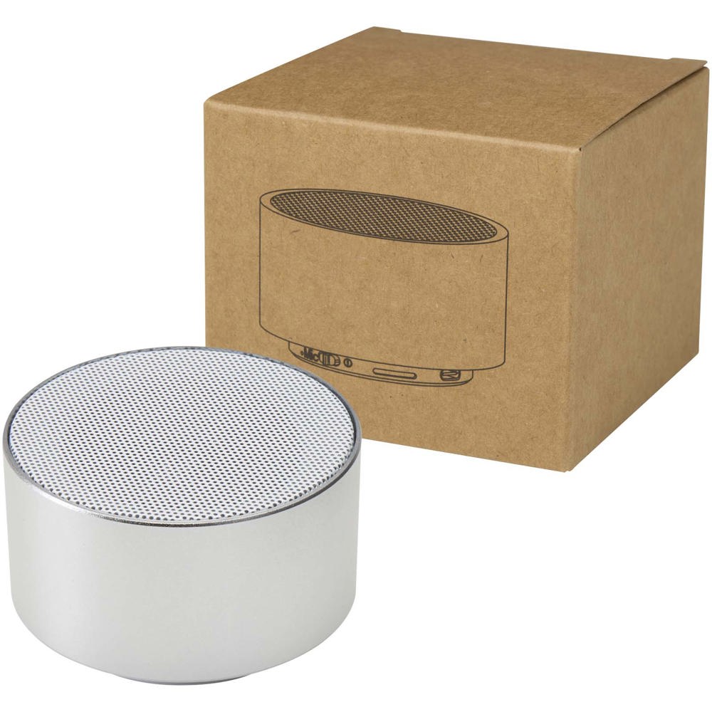 Ankaa 3W gerecycleerde aluminium draadloze Bluetooth®-speaker - bedrukt of onbedrukt verkrijgbaar - Zilver