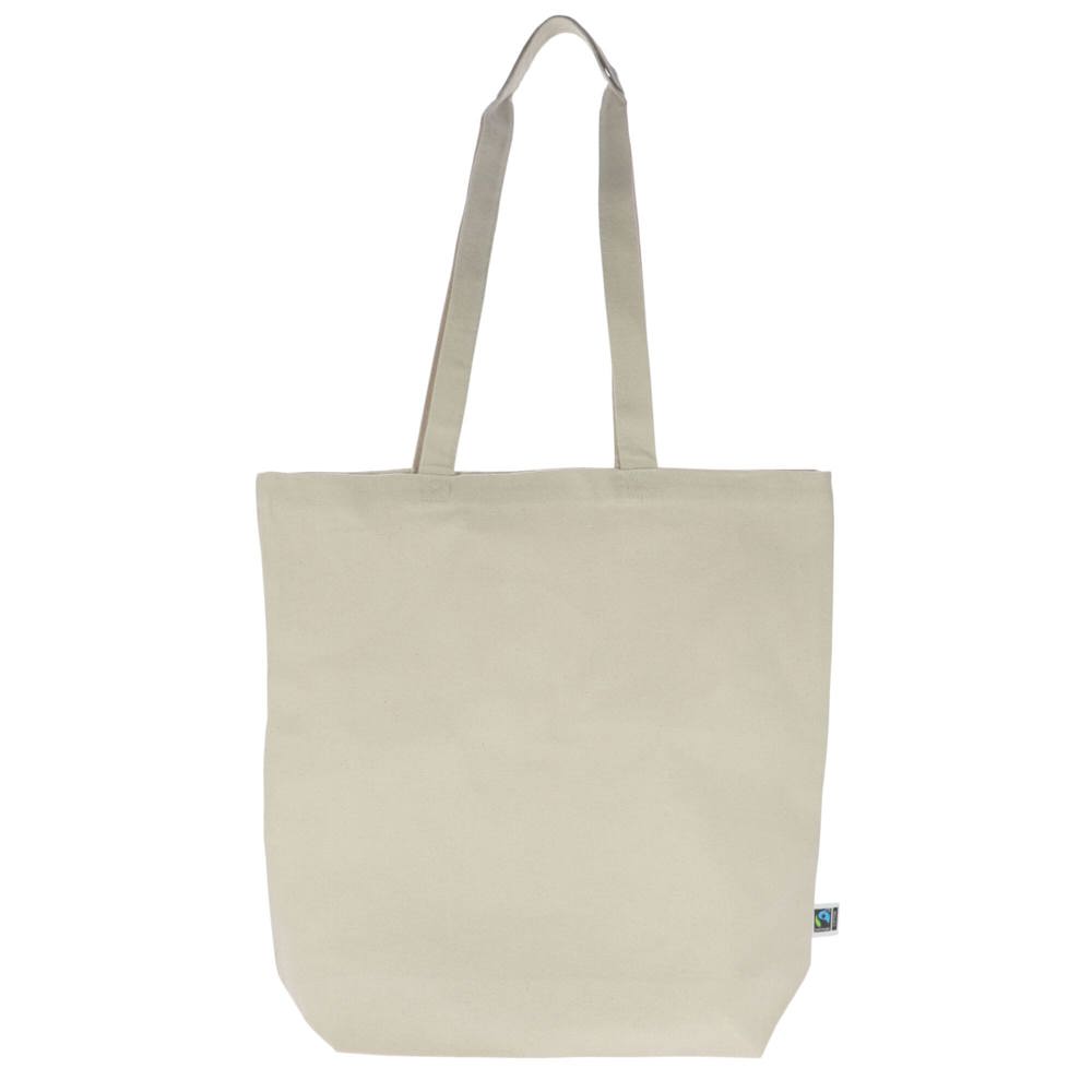 Fairtrade katoenen tas ecru lang 270g/m² 42x12x43 cm