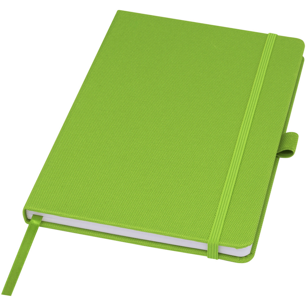 Honua A5 notitieboek van gerecycled papier met gerecyclede PET cover - bedrukt of onbedrukt verkrijgbaar - Limegroen