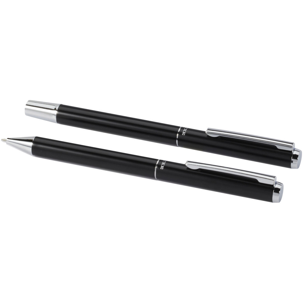Lucetto cadeauset met balpen en rollerbalpen van gerecycled aluminium (zwarte inkt)