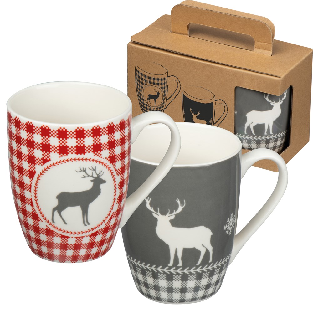 Set van twee bekers met kerstmotief - met logo of onbedrukt bestellen