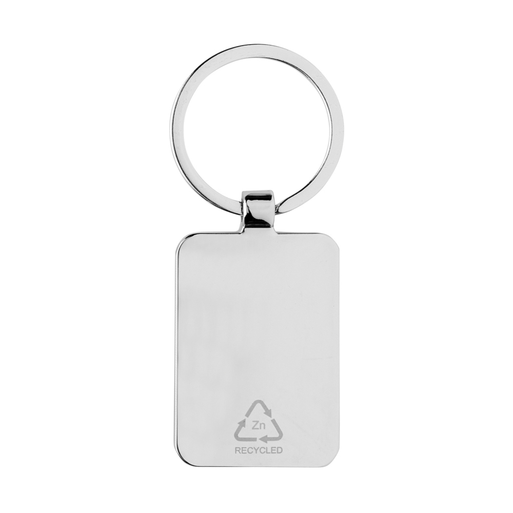 RCS gerecycled zinc alloy rechthoekige sleutelhanger