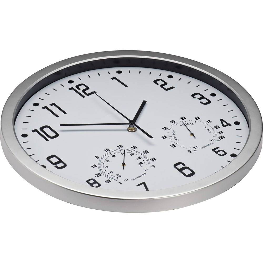 Wandklok met thermometer en hygrometer