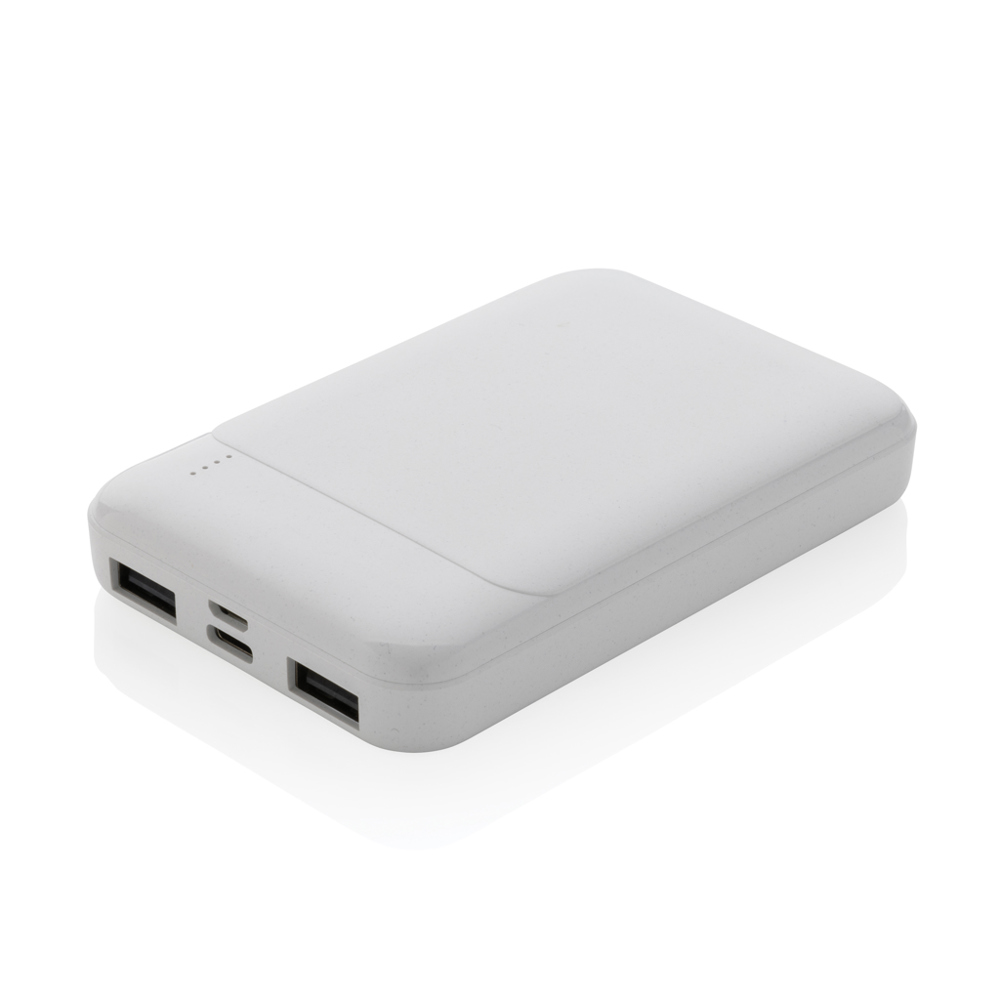 RCS gerecycled plastic 5.000 mAh powerbank - kopen of bedrukken - wit (± PMS White)