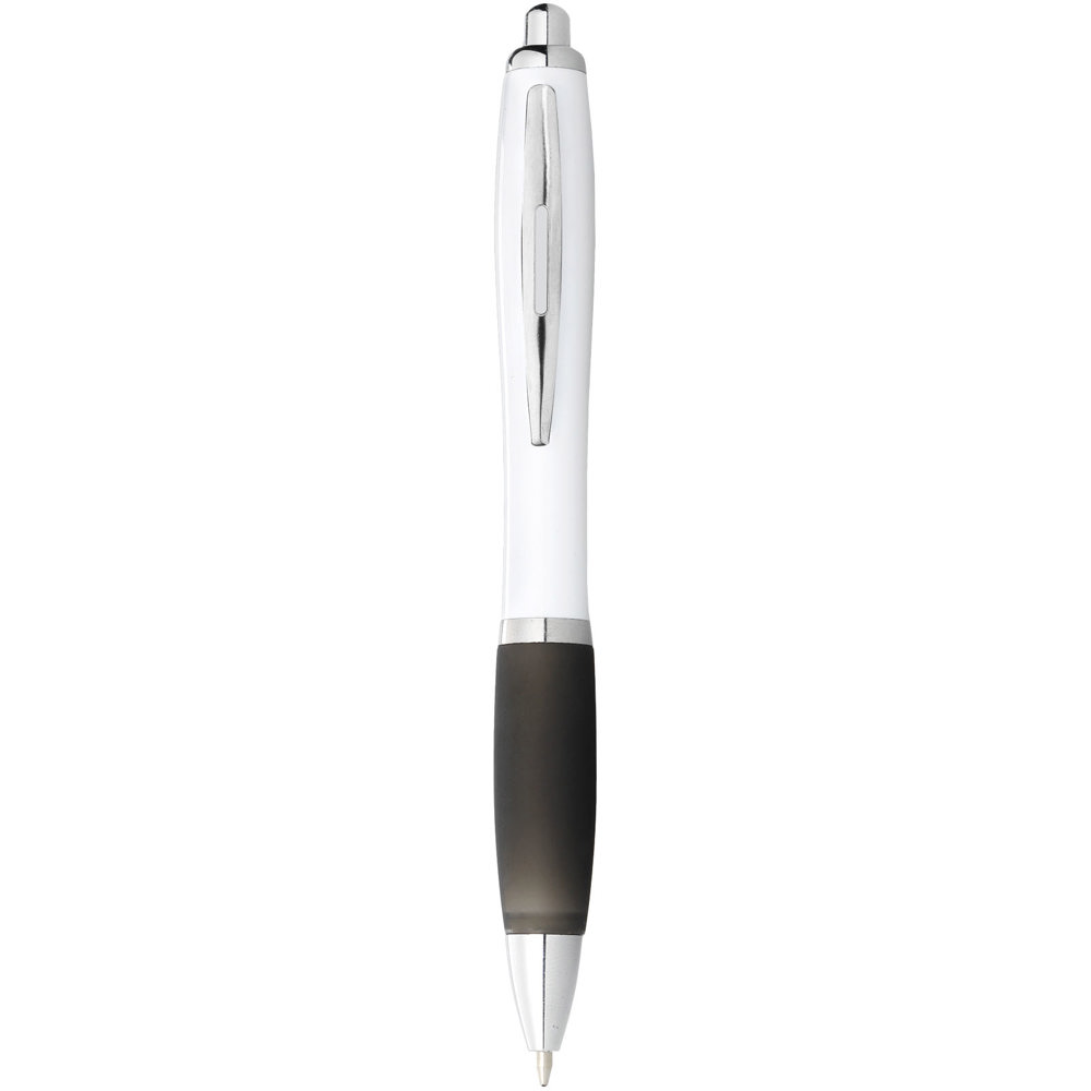 Nash balpen met witte houder en gekleurde grip (blauwe inkt) - kopen of bedrukken - Wit, Zwart