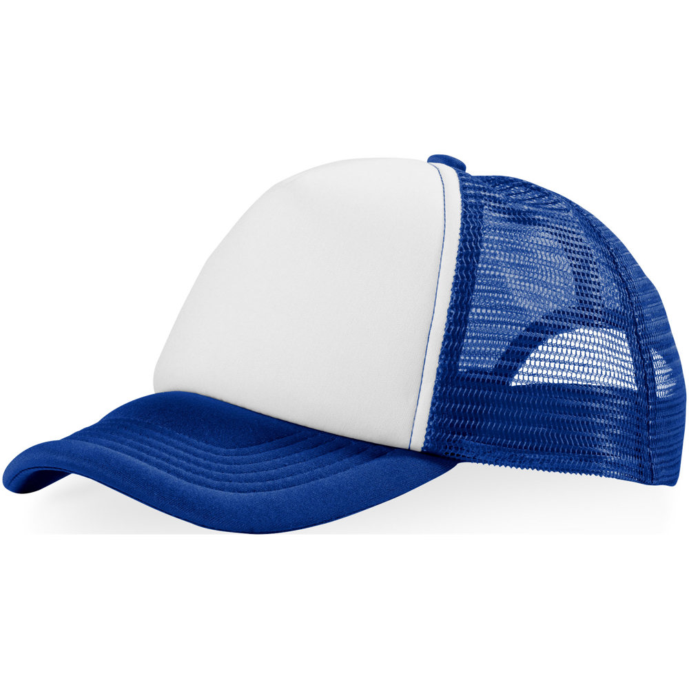 Trucker 5 panel cap - bedrukt of onbedrukt verkrijgbaar - Koningsblauw, Wit