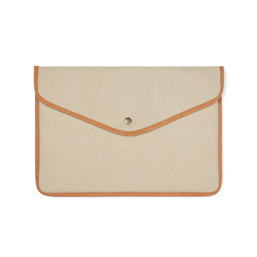 VINGA Bosler GRS recycled canvas 16" laptop sleeve - met logo of onbedrukt bestellen - beige (± PMS 14-1012)