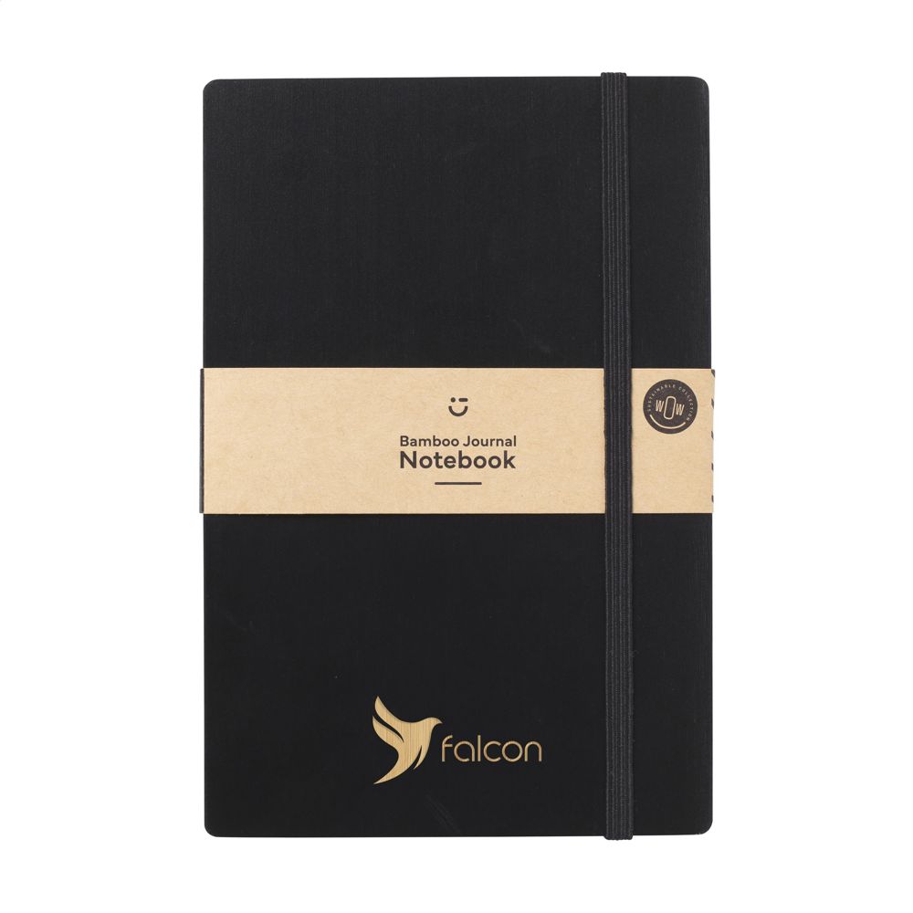 Bamboo Journal Naked Spine Notebook Black A5 - bedrukt of onbedrukt verkrijgbaar