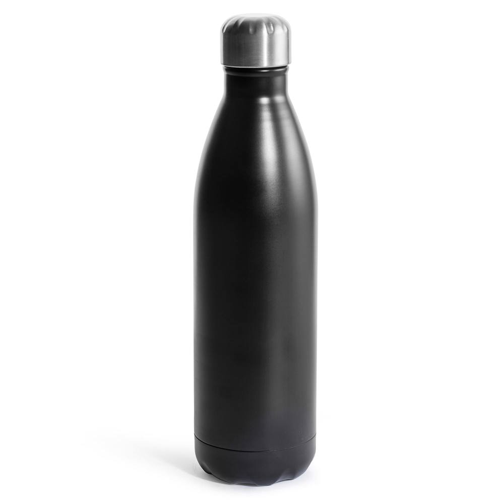 Sagaform Nils stalen fles groot 750ml - bedrukt of onbedrukt verkrijgbaar - Zwart