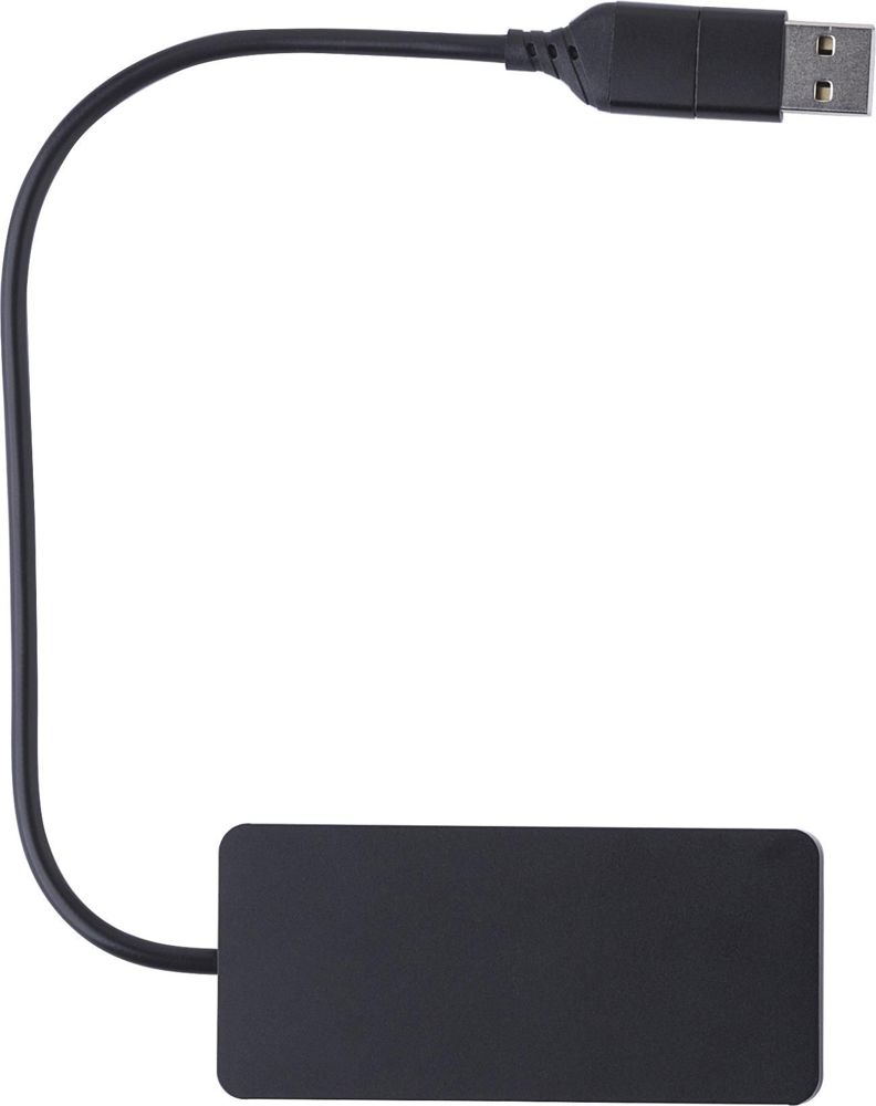 Gerecyclede aluminium USB hub Layton - met logo of onbedrukt bestellen - Zwart