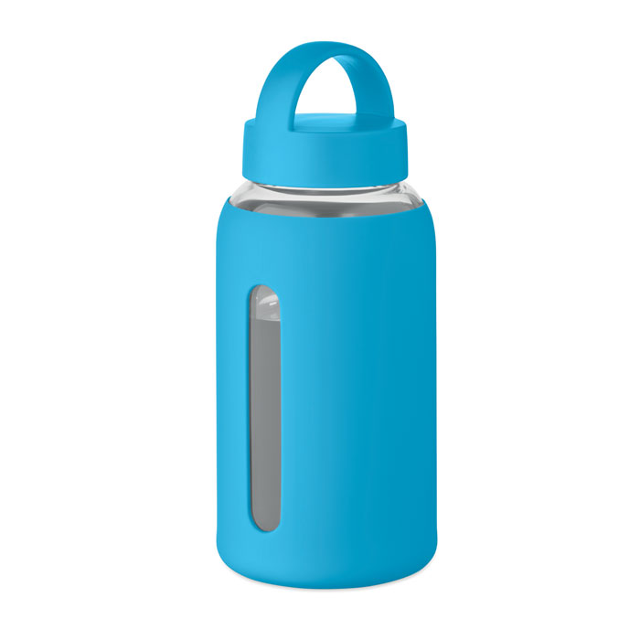 BORIS - Fles van hoog borosilicaatglas - met logo of onbedrukt bestellen - turquoise